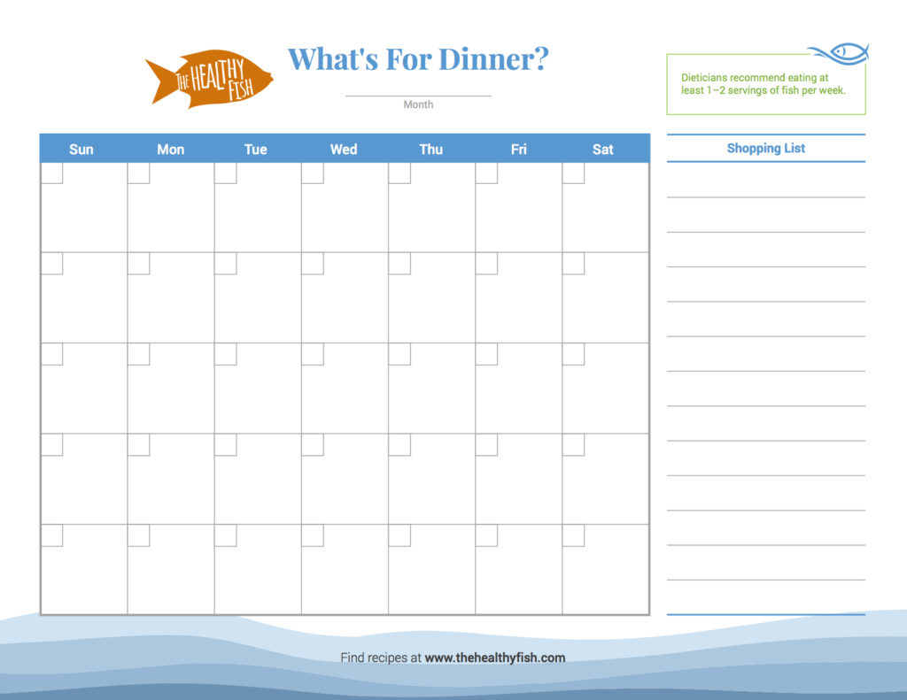 Healthy Fish Meal Planning Dinner Calendar