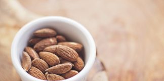 almonds nuts bowl white