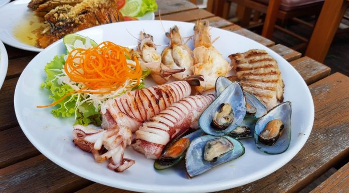 Plate of a variety of seafood