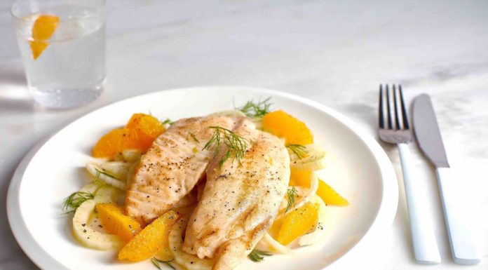 Tilapia with fennel and orange salad