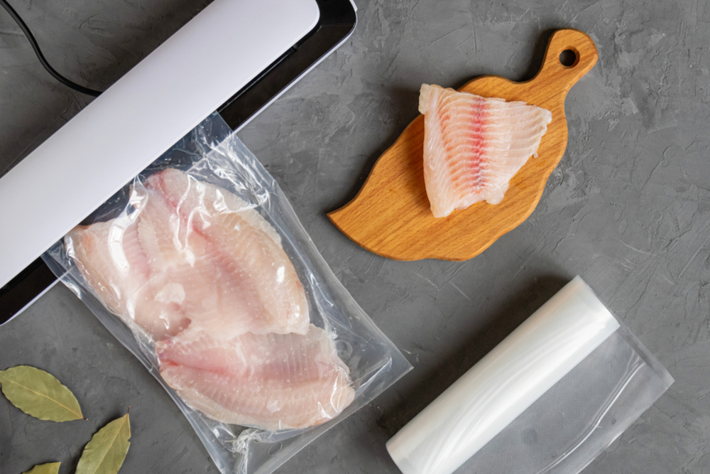 Vacuum packaging tilapia for sous vide cooking