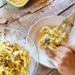 Serving pasta on a plate