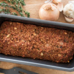 Lentil loaf in baking pan