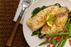 Fish Florentine: Tilapia with spinach, olives, and feta